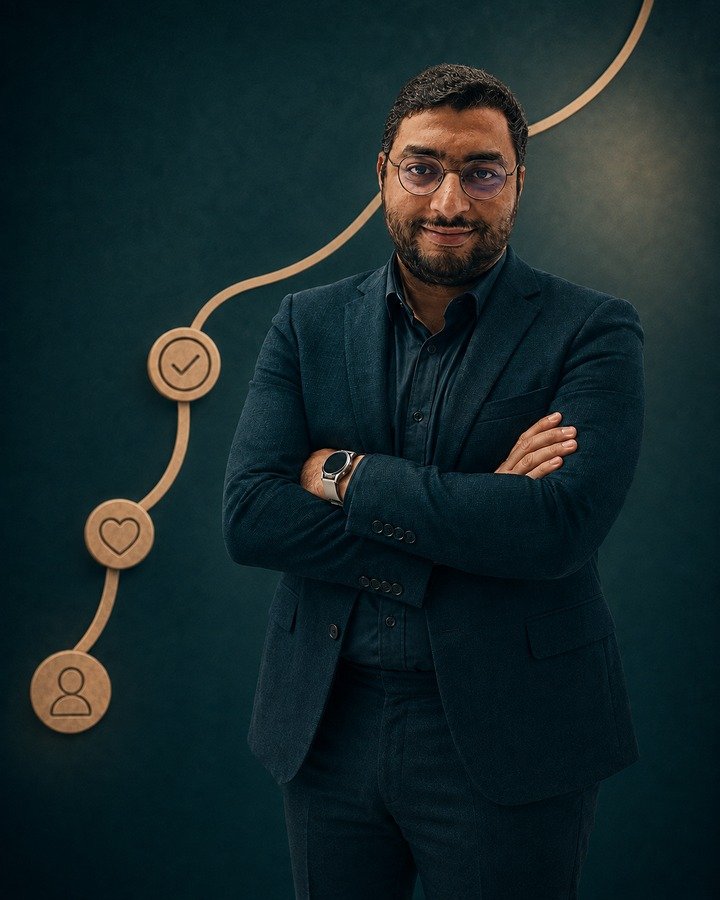 Abanoub Fathy, healthcare marketer, presenting a patient journey framework
